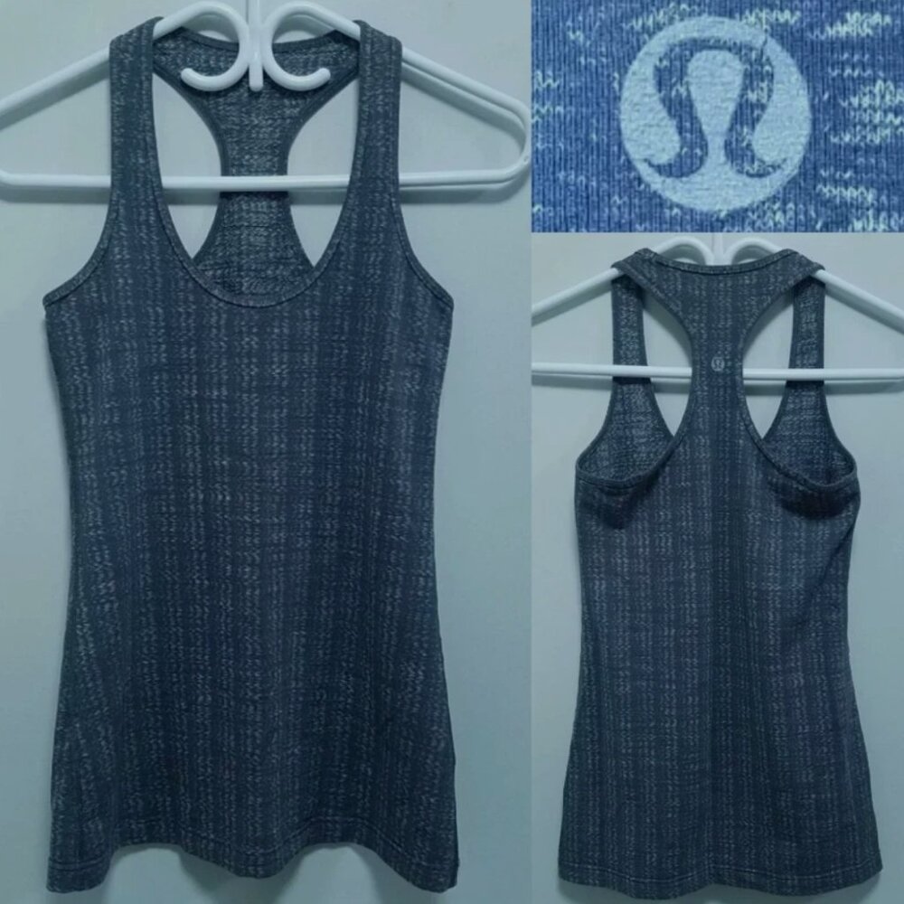 Lululemon ZigZag Tank Top 6 Small Woman's Cool Racerback Stripe Grey Luon